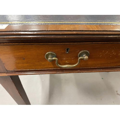 84 - Furniture: Furniture: Edwardian mahogany ladies desk, two drawers, blue and gilt skiver, square tape... 