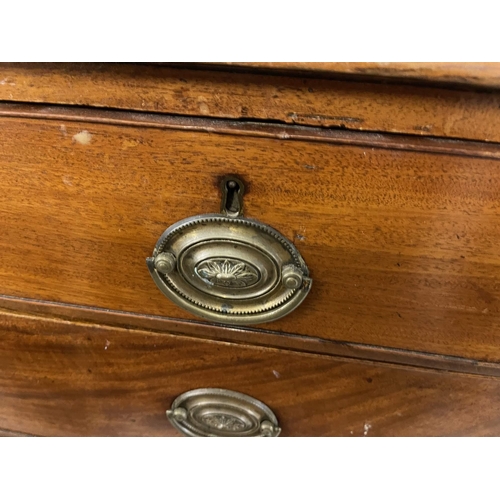 95 - Furniture: Furniture: George III mahogany chest of drawers, original oval brass handles and locks, t... 