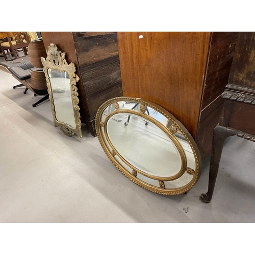 96 - Furniture/Mirrors: Furniture/Mirrors: A group of three mirrors to include one 19th cent. oval mirror... 