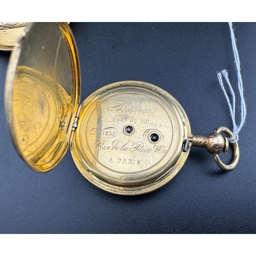 758 - Watches: Watches: An early 19th century French yellow metal pair cased pocket watch, by Blondeau, Ru... 