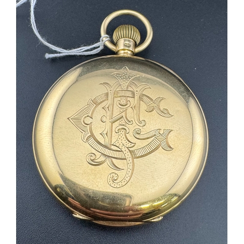 760 - Watches: Watches: An 18ct yellow gold open faced pocket watch by Astral, with white enamel dial and ... 