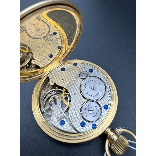 760 - Watches: Watches: An 18ct yellow gold open faced pocket watch by Astral, with white enamel dial and ... 