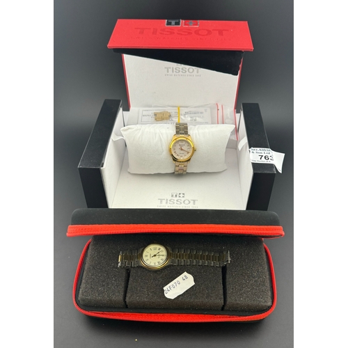 763 - Watches: Watches: Tissot PR100 ladies wristwatch with box, outer sleeve and booklets, plus Tissot Se... 