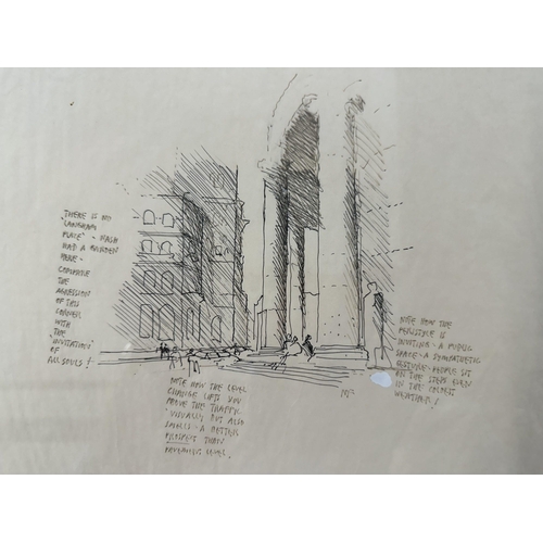 181 - * Sir Norman Foster RA (b. 1935): Sir Norman Foster RA (b. 1935): Pen and ink drawing (initialled N.... 