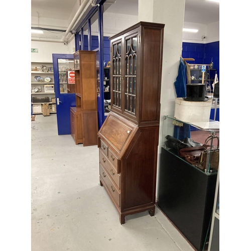 2 - Furniture: Furniture: Post-war Chinese hardwood glazed bookcase. 200cm x 92cm.