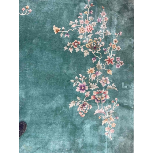 76 - Carpets & Rugs: Carpets & Rugs: Late 20th cent. Washed Chinese carpet, green ground decorated wi... 