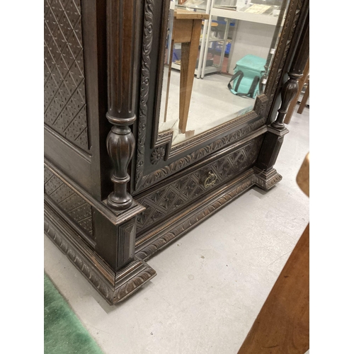 118 - Furniture: French 19th century stained oak armoire, stepped moulded construction with single inset b... 