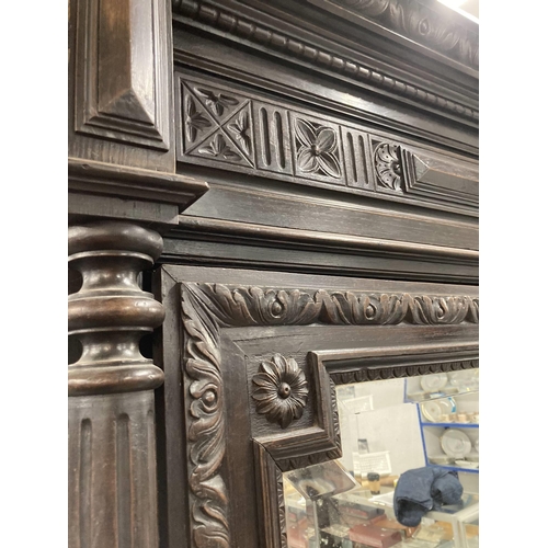 118 - Furniture: French 19th century stained oak armoire, stepped moulded construction with single inset b... 