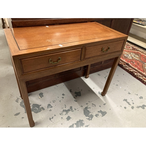 2 - Furniture: 20th cent. Chinese hardwood side cupboards, glazed cupboards above a three shelf rack ove... 