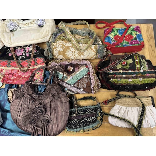 9 - Fashion Handbags: Selection of lace and embroidered bags some with very lavish embroidery and lace w... 