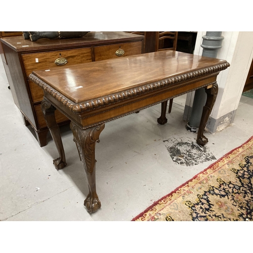 94 - Furniture: Late 19th cent. Mahogany console table with applied gadrooned edging in cabriole legs wit... 