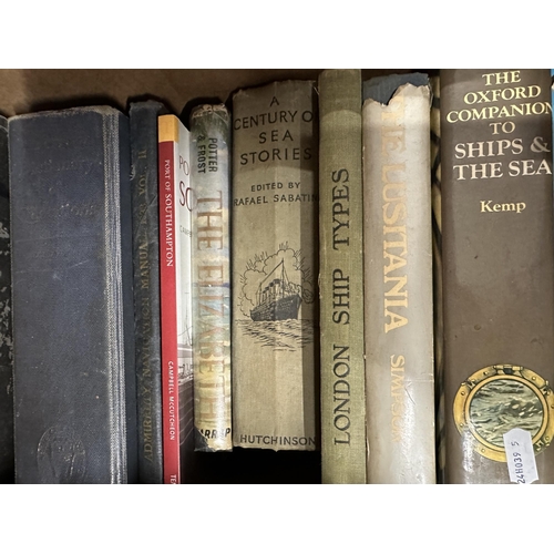 1 - MARITIME BOOKS: MARITIME BOOKS: Two boxes of mixed out of print volumes including The Lusitania by C... 