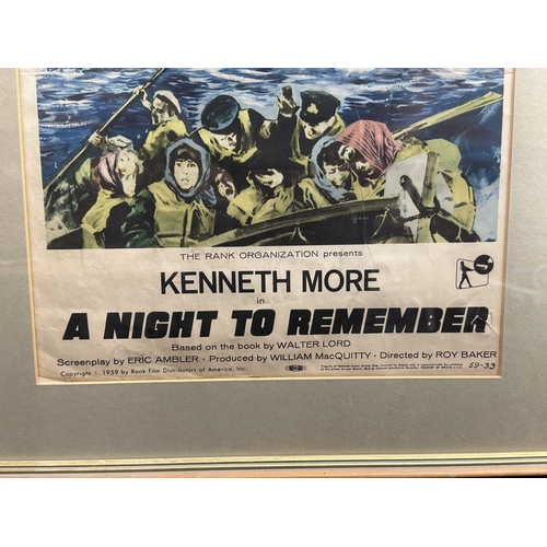 114 - MOVIES: MOVIES: American promotional poster for 'A Night to Remember'. A New Motion Picture Never Be... 