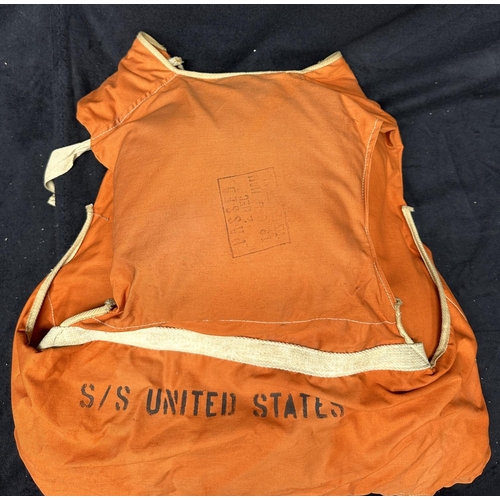 14 - OCEAN LINER: OCEAN LINER: S.S. United States orange lifejacket, 57cm. Ex-Cobwebs, Southampton.... 