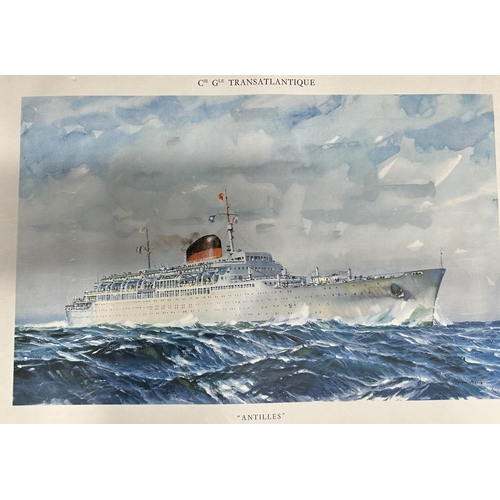 15 - OCEAN LINER: OCEAN LINER: French Line S.S. France pair of limited edition prints by Stephen Card and... 