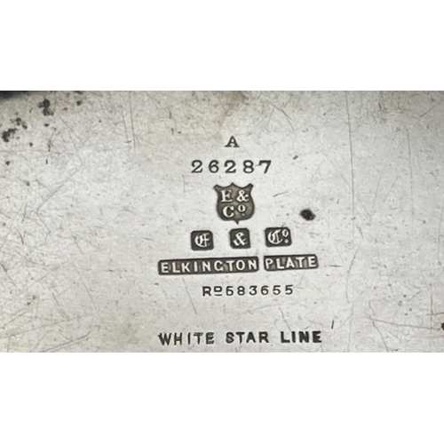 167 - WHITE STAR LINE: WHITE STAR LINE: First-Class Elkington plate ashtray date mark 1936. 19cm.... 