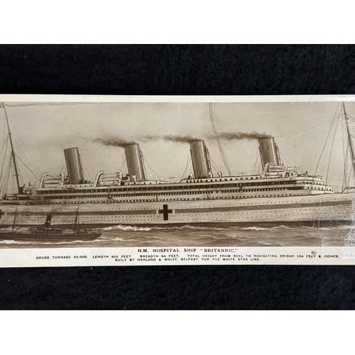 229 - WHITE STAR LINE/WWI: WHITE STAR LINE/WWI: H.M.T. Britannic rare book postcard as sold to troops onbo... 