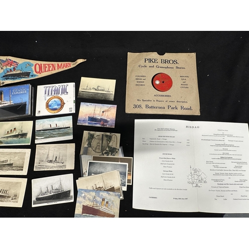 25 - OCEAN LINER: OCEAN LINER: Mixed collection of liner memorabilia to include Titanic Be British Record... 