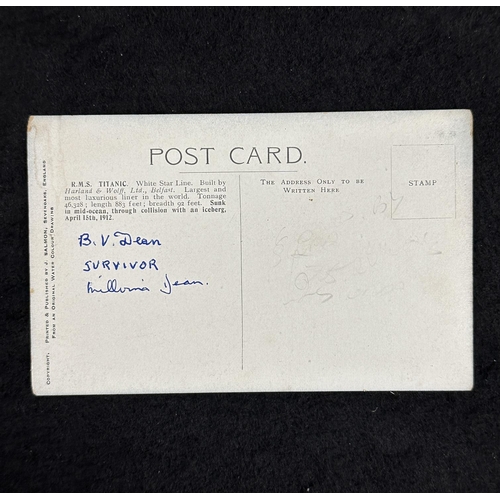 263 - R.M.S. TITANIC: R.M.S. TITANIC: J. Salmon post-disaster postcard signed by survivors Millvina and Be... 