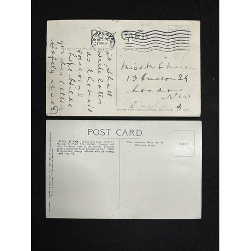 271 - R.M.S. TITANIC: R.M.S. TITANIC: J. Salmon post-disaster postcard plus a Success Postcard Company car... 