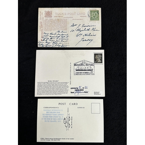 287 - R.M.S. TITANIC: R.M.S. TITANIC: Post-disaster Tucks oilette postally used May 1912 plus a pair of mo... 