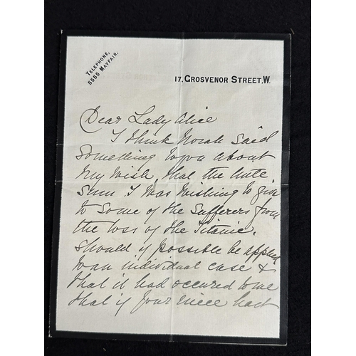 294 - R.M.S. TITANIC: R.M.S. TITANIC: Rare archive of four letters relating to First-Class passenger and s... 