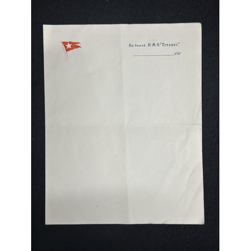 338 - R.M.S. TITANIC: R.M.S. TITANIC: Extremely rare piece of blank Titanic stationery with White Star wat... 