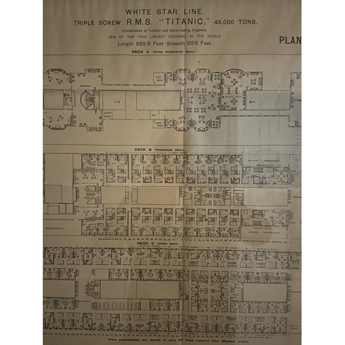 340 - R.M.S. TITANIC: R.M.S. TITANIC: First-Class Plan of Accommodation dated December 1911, some yellowin... 