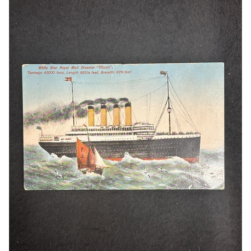 348 - R.M.S. TITANIC: R.M.S. TITANIC: On board postcard from Albert 'Herbert' Denbuoy with a starboard vie... 