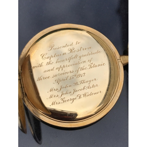 350 - R.M.S. TITANIC: R.M.S. TITANIC: An extremely important 18ct. gold pocket watch, the case stamped no.... 