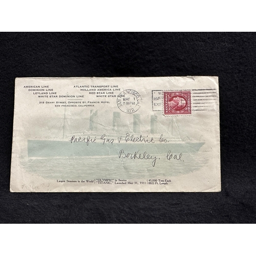 354 - R.M.S. TITANIC. R.M.S. TITANIC. Extremely rare White Star Line envelope promoting the Titanic “Launc... 