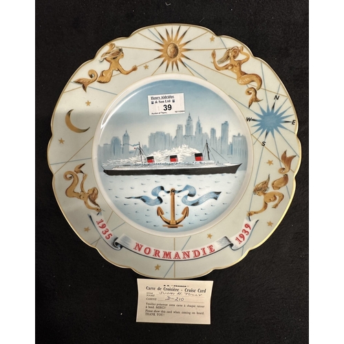 39 - FRENCH LINE: FRENCH LINE: Compagnie Générale Transatlantique S.S. Normandie commemorative Limoges pl... 