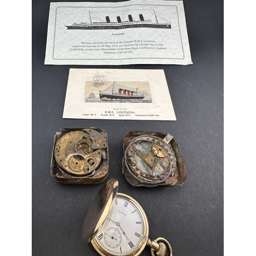 66 - R.M.S. LUSITANIA: R.M.S. LUSITANIA: Rare Elgin Watch Company pocket watch recovered from the wreck o... 