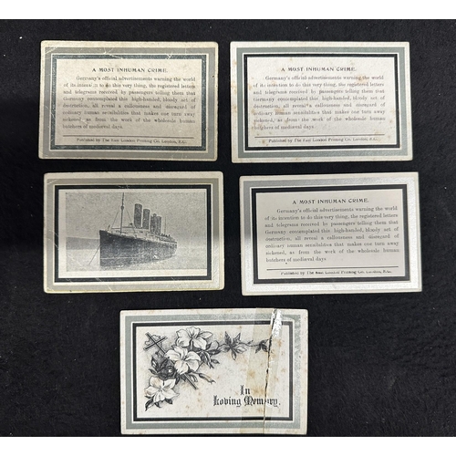 85 - R.M.S. LUSITANIA: R.M.S. LUSITANIA: Collection of five In Memoriam cards for the Lusitania.... 