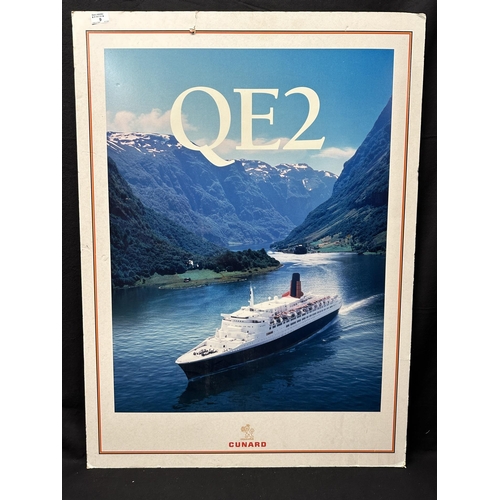 9 - CUNARD: CUNARD: Queen Elizabeth 2 Agents boards for The World's Only Superliner plus one other, the ... 