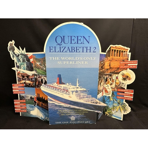 9 - CUNARD: CUNARD: Queen Elizabeth 2 Agents boards for The World's Only Superliner plus one other, the ... 