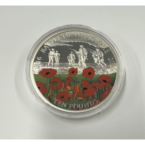 1002 - Coins: Coins: A 2016 silver proof 5oz coin, commemorating the Battle Of The Somme. Limited to only 4... 