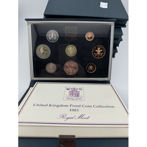 1006 - Coins Coins: Proof sets of UK coins, Royal Mint 1977 to 1987 plus a good quantity of cupro copper an... 