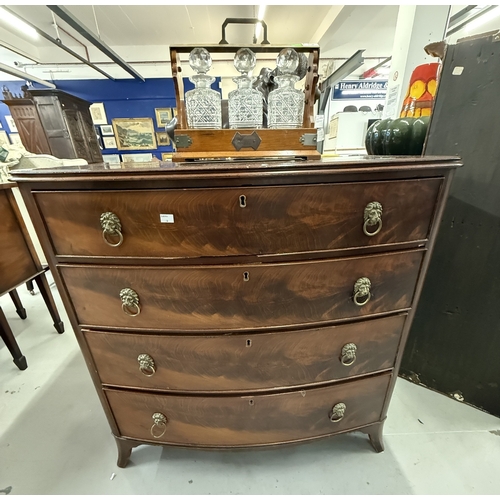 138 - Furniture: Furniture: 19th century mahogany bow fronted chest of drawers four long graduated drawers... 