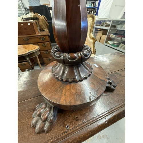 152 - Furniture Furniture: 19th-century rosewood Jardiniere, toned on lion supports plus oval carved oak f... 