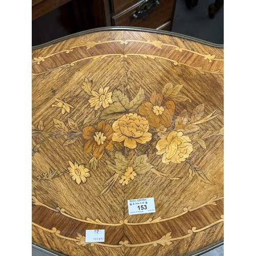 153 - Furniture: Furniture: 19th century oval two tier table in walnut, oak, satinwood, fruit woods in a f... 