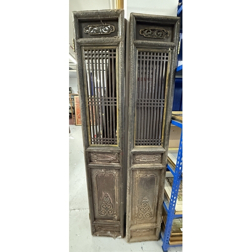 162 - Chinese: Chinese: Four late 19th century Chinese wooden shutters, height 192cm x 34cm.