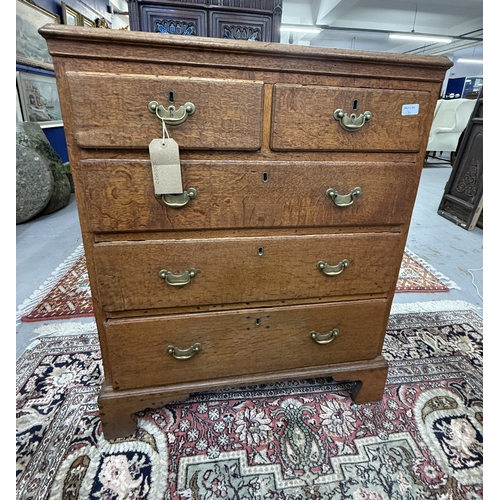 166 - Furniture Furniture: Chest of drawers, late 18th century, oak construction throughout, 2 drawers ove... 