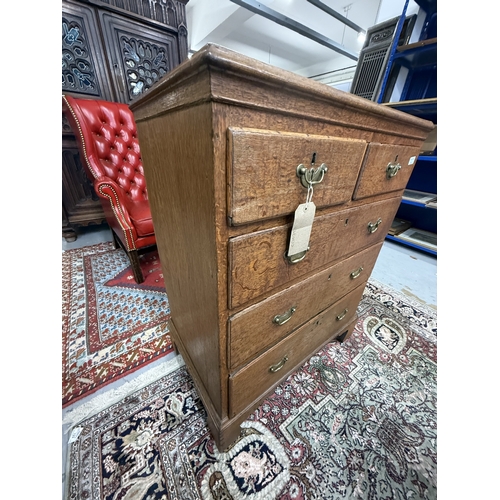 166 - Furniture Furniture: Chest of drawers, late 18th century, oak construction throughout, 2 drawers ove... 