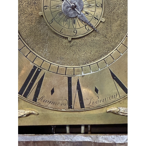 176 - Clocks: Clocks: 18th cent. oak 30-hour longcase clock with brass chapter ring, single hand Roman num... 