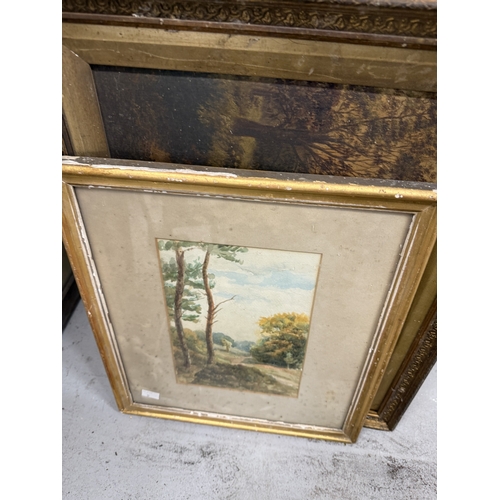 200 - Art: Art: Mixed artwork including a watercolour landscape unsigned, framed under glass c1890-1900, 2... 