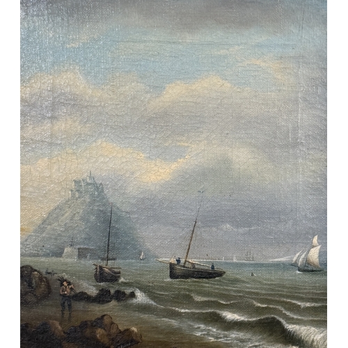 203 - Maritime Paintings: Maritime Paintings: 19th-century English school oil on canvas of St Michaels Mou... 