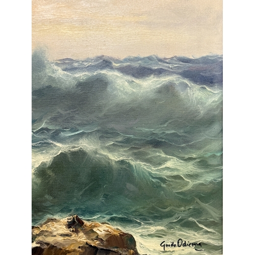 205 - Art: Art: Guido Odeemera oil on canvas seacsape, early 20th century gilt framed and signed lower lef... 