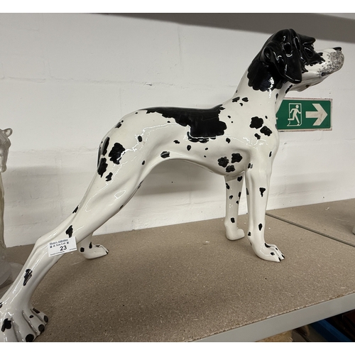 23 - 20th cent. Ceramics: 20th cent. Ceramics: Large figure of a Dalmatian dog signed to the underside It... 