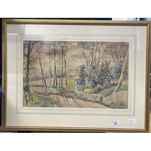 258 - Guy Mallet RBA (1900-1973): Guy Mallet RBA (1900-1973): Watercolour 'A Spring Evening, Lingfield, Su... 